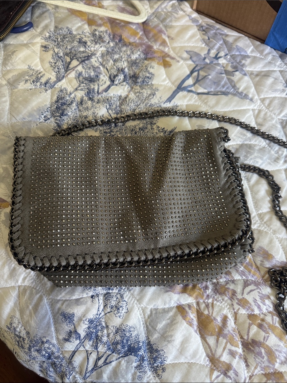Honey Punch Gray Studded Chain Crossbody